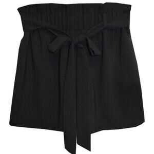 Black Front Tie Crepe Shorts